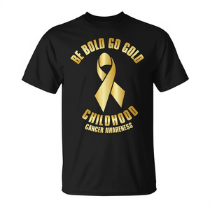 Camiseta con lazo dorado para la concienciación sobre el cáncer infantil Be Bold Go Gold - Product Image 2