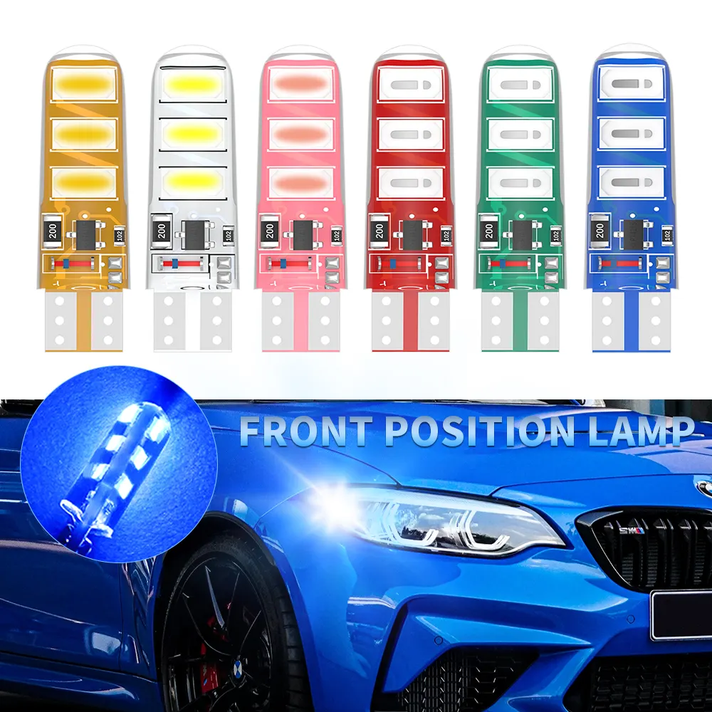 Siliconen Rood Blauw Groen T10 Led Auto Licht 5630 6 Smd T10 W 5W 194 168 Led Canbus Lampen Led Voor Auto Interieur Licht 12V Voor Auto