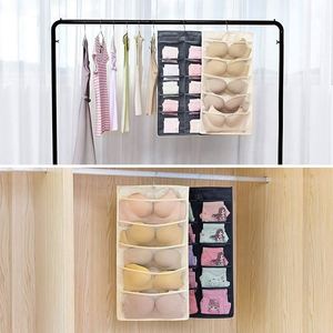 Sac de rangement suspendu double face en tissu Oxford pour soutiens-gorge, sous-vêtements et bas, pliable avec poches en filet pour armoire et salon - Product Image 6