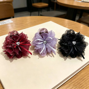 Summer style mesh flower hair <b>clip</b>, elegant and gentle <b>bow</b> hair <b>clip</b>, fairy-like updo hair <b>clip</b>, women's hair accessory - Product Image 4