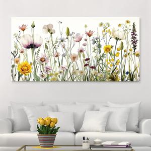 Belle printemps <span class=keywords><strong>fleurs</strong></span> sauvages coloré <span class=keywords><strong>aquarelle</strong></span> fleur Design moderne impression sur toile mur Art photo pour salon décor à la maison - Product Image 2