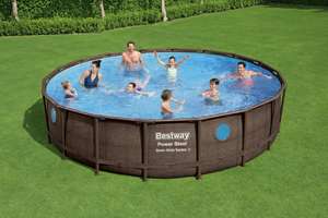 2025 <span class=keywords><strong>Bestway</strong></span> 56977 Juego de <span class=keywords><strong>piscina</strong></span> de marco redondo de 5,49 m x 1,22 m 18 pies con <span class=keywords><strong>cubierta</strong></span> de escalera de bomba - Product Image 2