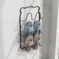 Étagère murale à chaussures à trois niveaux pour la maison, support à pantoufles d'intérieur, séchoir à chaussures en métal sans perçage pour salle de bain
