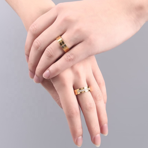 <span class=keywords><strong>Anillo</strong></span> de compromiso para parejas, banda de oro de 18K con incrustaciones, conjunto de dos piezas para mujer y <span class=keywords><strong>hombre</strong></span>, anillos de boda de circonia cúbica - Product Image 5