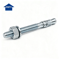 Ancre à vis traversante en acier au carbone zingué M12x120mm avec écrou hexagonal, boulon d'expansion pour fixation dans le béton, la brique et la pierre