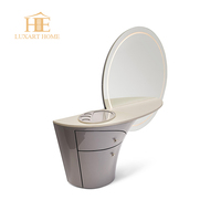 Mobilier de maison de luxe table de maquillage moderne pour chambre à coucher avec grand miroir rond Table de toilette unique avec tiroir