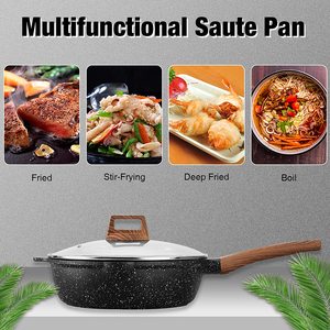 Elate Chảo Xào Chống Dính ESLITE LIFE Bán Chạy Nhất Chảo Chiên Sâu Cho Nhà Bếp Phủ Đá Hoa Cương Có Nắp - Product Image 4