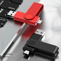 Nueva Unidad Flash USB Multifuncional de Metal de Alta Velocidad OEM ODM de 32GB/64GB/128GB Tipo-C/USB 2.0 para Teléfonos Inteligentes y Computadoras - Negra
