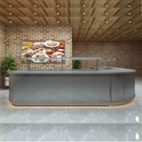 Présentoir de plats à buffets en acier inoxydable, 2 pièces, pour buffet, meuble de table, station de distribution pour cuisine de restauration commerciale