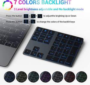 Aluminum Numpad 7-Color Backlit Bluetooth 5.0 Wireless Number Pad Slim 34Key Rechargeable Numeric Keypad - Product Image 5