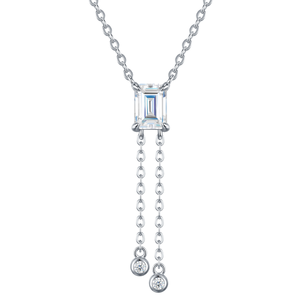 925 Silver Rhodium Plated Octagonal Cut Moissanite Link Chain Necklace Simple Style GRA Certified Birthday <b>Gift</b> Colorfast Three - Product Image 1