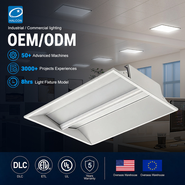 Factory Price Low Profile USA ETL DLC Premium Recessed Center Basket Office Library Conference Room 30w 45W Led Troffer