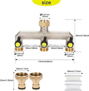 Distributeur d'eau pour tuyau d'arrosage en laiton 3/4 po, 3 voies, 1 entrée 3 sorties, avec <span class=keywords><strong>vannes</strong></span> d'arrêt indépendantes - Product Image 5