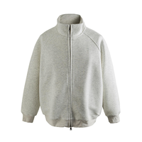 Sweat-shirt unisexe à fermeture éclair, 100% coton tricoté, 400 grammes, coupe ample, respirant, coupe-vent, manches longues, doublé pour l'hiver