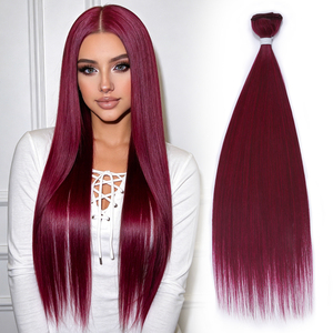 Extensions de cheveux synthétiques lisses, qualité professionnelle, aspect mat, double trame, 100 % fibre haute température, directement de l'usine - Product Image 1