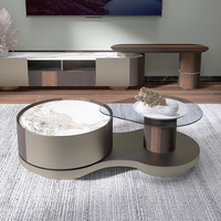 Ensemble de tables basses rondes intelligentes en marbre et pierre frittée pour salon, table d'appoint, table basse de designer italien en acier inoxydable