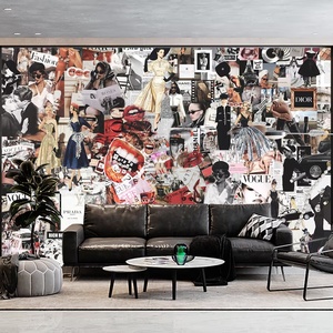 Papier peint <span class=keywords><strong>mural</strong></span> 3D avec collage de photos de magazines de mode - Product Image 1
