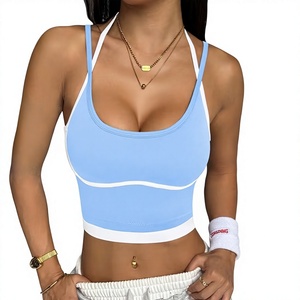 Ladies High Support Piping Trimmed Running <b>Bra</b> | <b>Open</b> Back Crisscross Straps | Sweat-Wicking Nylon Spandex Blend OEM Service - Product Image 1