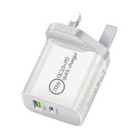 Cargador de Pared PD de 20W al por Mayor, Enchufe US/EU/UK/AU, Doble Puerto Tipo C y USB QC3.0, Carga Rápida, Mini Adaptador, Cargador para Teléfono Inteligente