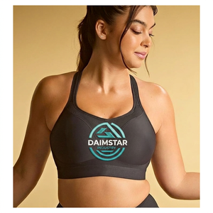 เสื้อชั้นในกีฬาสีดำล้วนสำหรับผู้หญิง ยี่ห้อไดม์สตาร์ อินดัสทรี แบบ Racerback คอกว้าง รองรับทรงได้ดี ระบายอากาศได้ดี ไร้ตะเข็บ เหมาะสำหรับโยคะและฟิตเนส - Product Image 1