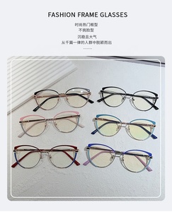 2023 vente chaude mode rétro monture de lunettes bleu bloquant femmes métal chat lunettes anti lumière bleue cadre <span class=keywords><strong>optique</strong></span> pour unisexe - Product Image 2