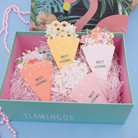 Fournitures professionnelles pour fleuristes : Mini-étiquettes coniques imprimées en papier pour remerciement, en forme de bouquet, motif floral botanique, pour messages et cadeaux de mariage
