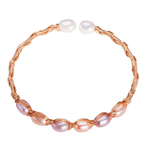 Minimalist Fashionable Zhuji Freshwater <b>Pearl</b> <b>Bracelet</b> Feminine Temperament Rice <b>Pearl</b> Copper <b>Gold</b>-Plated Winding <b>Pearl</b> Bangles - Product Image 5