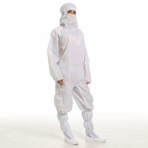 जी सफेद नीले रंग का पुनः प्रयोज्य वाशेबल लिंट मुक्त क्लीनरूम काम करने वाले एंटी-स्टैटिक कपड़ों के एंटी-स्टैटिक एस्ड कपड़े कवर - Product Image 2