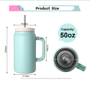 Vaso Térmico de Acero Inoxidable de Doble Pared y Gran Capacidad (50oz) con Asa, Libre de BPA, para Oficina - Product Image 1