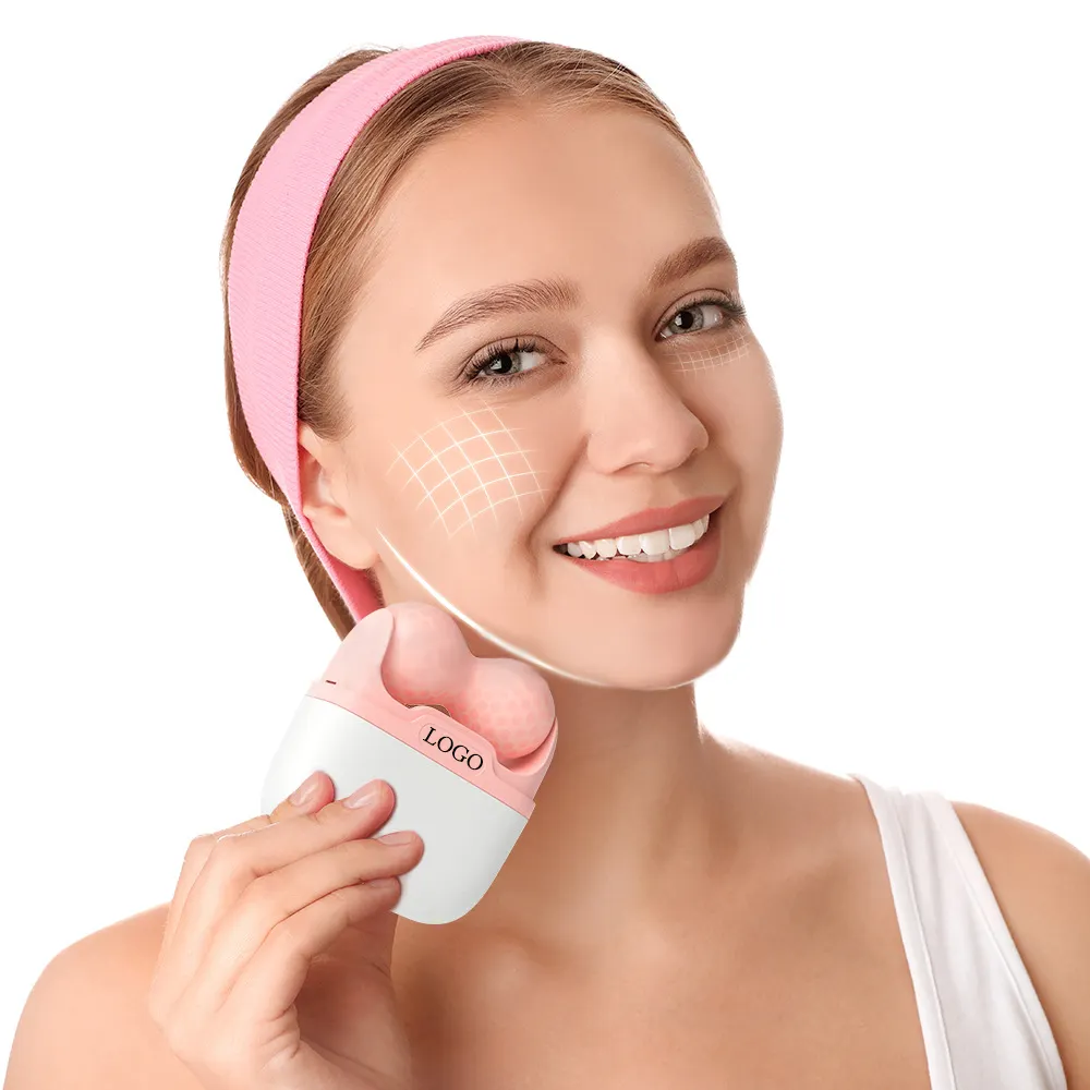 Commercio all'ingrosso Double Head Derma Face Massager Roller Ice Globes cura della pelle strumenti per il viso rullo di ghiaccio rosa blu per il viso