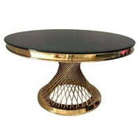 Bens — ensemble de table en acier inoxydable doré, avec plateau en marbre, table à manger moderne pour banquet, mariage, événements