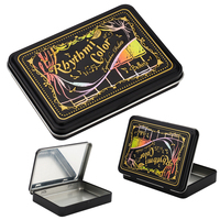 Boîte en métal de luxe pour cosmétiques, emballage de maquillage personnalisé avec miroir intégré, étui métallique pour produits de beauté
