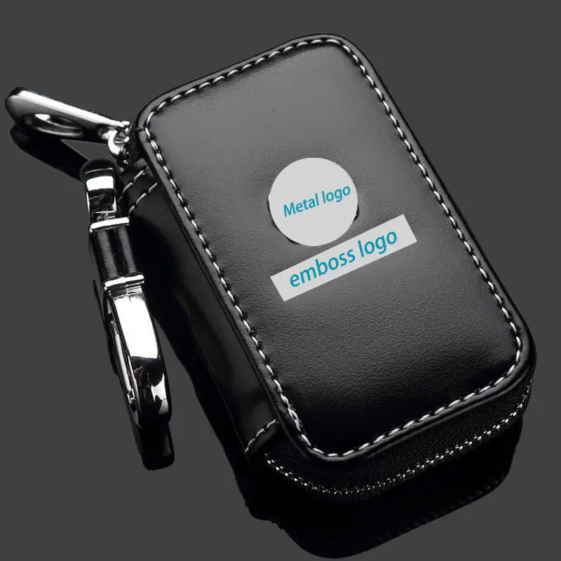 Leather Car logo Key Wallets Men Holder Housekeeper Keys Organizer Women Keychain Covers Zipper Case Bag Pouch Purse