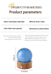 Veilleuse LED en forme d'étoile Lampe USB en bois Produit Explosion Lampe au design novateur moderne Veilleuse en verre avec boule de cristal - Product Image 3