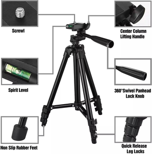 Trépied léger en alliage d'aluminium réglable avec télécommande sans fil, <span class=keywords><strong>support</strong></span> pour téléphone et projecteur, pour diffusion en direct et vlogging - Product Image 4