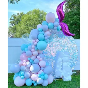 Meerjungfrau Schwanz von lila grün Konfetti Kit New Style Roségold Set Bogen Geburtstags feier Dekoration Ballon Girlande