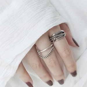 S925 anello in argento sterling femminile INS marea dito indice semplice netto rosso personalità vento freddo anello di moda regolabile - Product Image 3