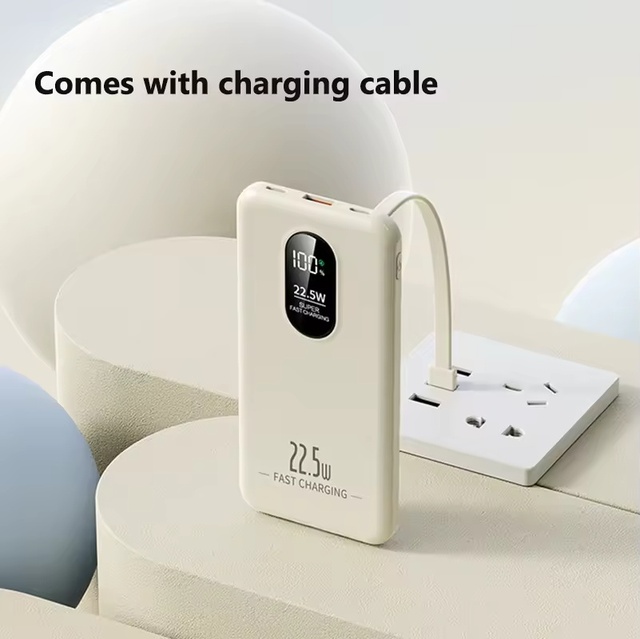 3C Certified Power Bank with Fast Charging Built-in Cable 10000 MAh Large Capacity Portable Mobile Power Supply