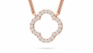 สร้อยคอเพชรรูปโคลเวอร์เปิด ดีไซน์พรีเมียม ประดับเพชรแท้สำหรับผู้หญิง เครื่องประดับอันละเอียดอ่อนสำหรับงานแฟชั่น - Product Image 3