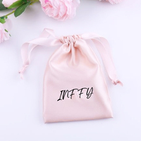 Sacs à cordon en satin avec logo personnalisé, pochettes à bijoux recyclables de luxe pour bagues, boucles d'oreilles et colliers