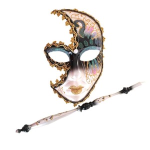 Trouvez des masques de fête italiens vénitiens HLC, masques de mascarade, masques de Mardi Gras <span class=keywords><strong>avec</strong></span> bâton à tenir en main, événements festifs, performances, masques de lune - Product Image 1