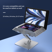 Support pour ordinateur portable en alliage d'aluminium, support rotatif réglable en hauteur, support de bureau pliable, support métallique pour tablette, ordinateur portable et téléphone