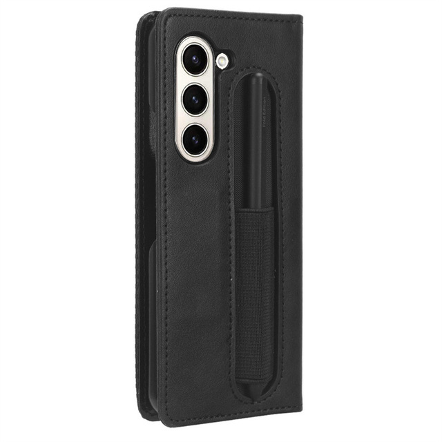 Retro Flip Wallet Leather Case Cover for Samsung Galaxy Z Fold 6 5 4 3 with Pen Holder