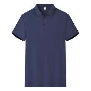 เสื้อโปโลผ้าฝ้ายสีน้ำเงินสำหรับผู้ชาย แขนสั้น สีพื้น ชุดทำงาน ชุดยูนิฟอร์ม ใส่ได้ทุกวัน - Product Image 2