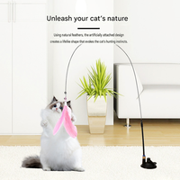 Novayapetix Baguette à plumes pour chat à ventouse puissante, écologique, pour jeu autonome mains libres, jouet interactif détachable pour chaton
