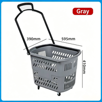 Carrito de Compras de Cuatro Ruedas para Supermercado, Cesta de Plástico Portátil para Tiendas de Ropa y Almacenamiento de Cerveza