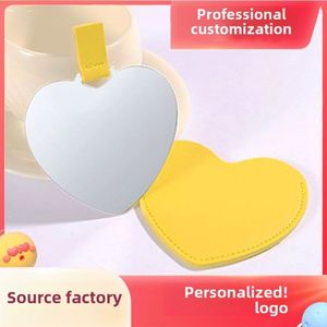Miroir de maquillage portable pratique en acier inoxydable personnalisé avec logo personnalisable, design en forme de cœur incassable - Product Image 2