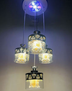 クロムダイニングルームペンダントライトLed調整可能ペンダントランプ暖かくて白く変化する色のガラスペンダントランプ (FX7101/<span class=keywords><strong>3</strong></span> + 1) - Product Image 1