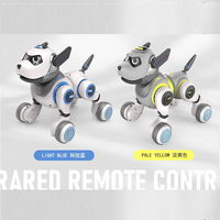 Jouet robot chien intelligent télécommandé infrarouge - Métal, portée 20m, 2 canaux, retour automatique, prêt à l'emploi, peut marcher, chanter et apprendre