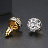 Boucles d'oreilles clous hip-hop pour hommes en gros, grandes boucles d'oreilles clous en or avec diamants pour hommes